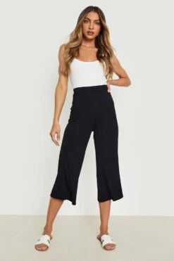 Weite Basic Jersey Culotte-Hose