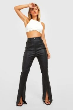 Schlangenprint PU-Jeans Mit Schlitz Vorne -Deutschland Mode Pfiff Verkaufs-Shop gzz17524 black xl 2