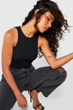 Zerrissene Mom-Jeans Mit Acid-Waschung Und Hohem Bund -Deutschland Mode Pfiff Verkaufs-Shop gzz17533 acid20wash20black xl 2