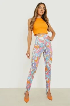 Leggings Mit Geteiltem Saum -Deutschland Mode Pfiff Verkaufs-Shop gzz17658 orange xl 2