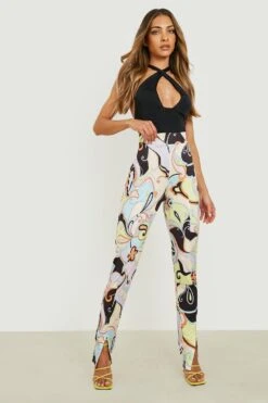 Leggings Mit Geteiltem Saum Und Abstraktem Print