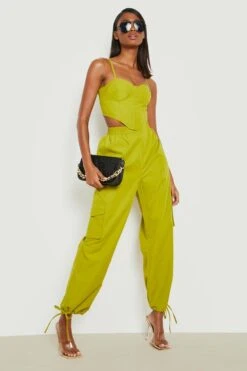 Cargo-Hose Mit Geschnürten Bündchen -Deutschland Mode Pfiff Verkaufs-Shop gzz18199 chartreuse xl 2