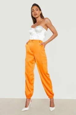 Premium Cargo-Jogginghose Aus Satin -Deutschland Mode Pfiff Verkaufs-Shop gzz18593 orange xl 2