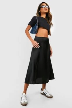 Satin-Midirock -Deutschland Mode Pfiff Verkaufs-Shop gzz18618 black xl 2