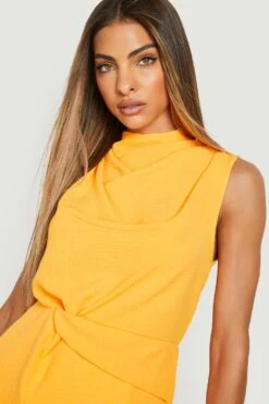 Bluse Mit Wasserfallausschnitt Und Knoten-Detail -Deutschland Mode Pfiff Verkaufs-Shop gzz19102 orange xl 3