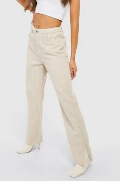 Cord-Jeans Mit Hohem Bund Und Geteiltem Saum -Deutschland Mode Pfiff Verkaufs-Shop gzz19142 ecru xl 3