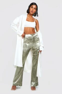 Satin Cargo-Schlaghose Aus Satin