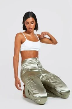 Satin Cargo-Schlaghose Aus Satin -Deutschland Mode Pfiff Verkaufs-Shop gzz19851 chartreuse xl 2