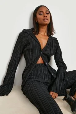 FPlissee-Hemd Mit Weiten Ärmeln -Deutschland Mode Pfiff Verkaufs-Shop gzz20899 black xl 3