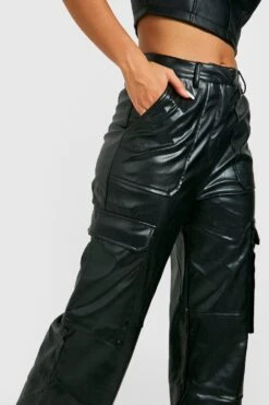 PU-Cargohose Mit Weitem Bein Und Taschen 7 PU-Cargohose Mit Weitem Bein Und Taschen -Deutschland Mode Pfiff Verkaufs-Shop gzz21106 black xl 3