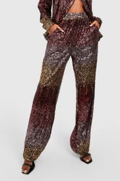 Pailletten-Hose Mit Weitem Bein Und Farbverlauf -Deutschland Mode Pfiff Verkaufs-Shop gzz21121 chocolate xl 3
