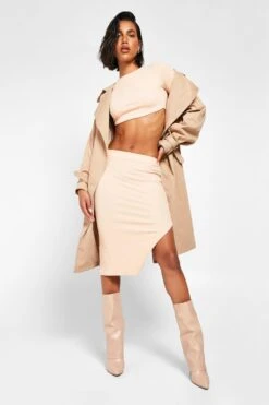 Gerippter Midirock In Knitteroptik Mit Seitenschlitz -Deutschland Mode Pfiff Verkaufs-Shop gzz21691 stone xl 2