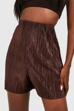 Elastische Plissee-Shorts -Deutschland Mode Pfiff Verkaufs-Shop gzz21972 chocolate xl 3
