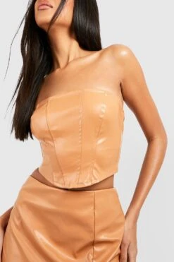 Bandeau-Korsett In Lederoptik -Deutschland Mode Pfiff Verkaufs-Shop gzz23090 camel xl 3