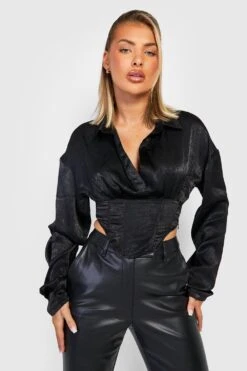 Schimmerndes Hemd-Korsettoberteil