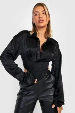 Schimmerndes Hemd-Korsettoberteil -Deutschland Mode Pfiff Verkaufs-Shop gzz23130 black xl 3