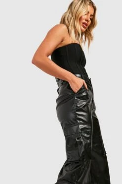 Utility-Hose In Lederoptik Mit Hohem Bund -Deutschland Mode Pfiff Verkaufs-Shop gzz23613 black xl 3