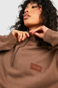 Dsgn Studio Sweatshirt Mit Halbem Reißverschluss -Deutschland Mode Pfiff Verkaufs-Shop gzz23718 chocolate xl 3