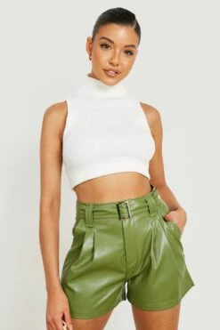 PU-Shorts Mit Gürtel