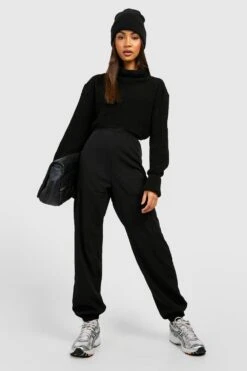 Cargo-Jogginghose Aus Crepestoff Mit Hohem Bund 6 Cargo-Jogginghose Aus Crepestoff Mit Hohem Bund -Deutschland Mode Pfiff Verkaufs-Shop gzz23998 black xl 2