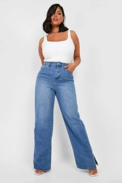 Plus Jeans Mit Weitem Bein Und Strass-Detail -Deutschland Mode Pfiff Verkaufs-Shop gzz24227 mid20blue xl 2