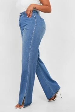Plus Jeans Mit Weitem Bein Und Strass-Detail -Deutschland Mode Pfiff Verkaufs-Shop gzz24227 mid20blue xl 3