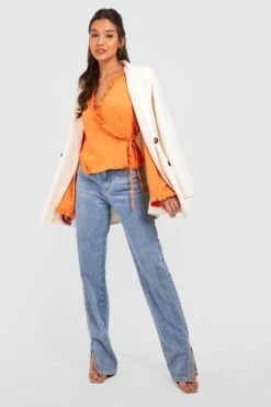 Strukturierte Bluse Mit Seitlicher Bindung Und Rüschen-Detail 6 Strukturierte Bluse Mit Seitlicher Bindung Und Rüschen-Detail -Deutschland Mode Pfiff Verkaufs-Shop gzz24571 orange xl 2