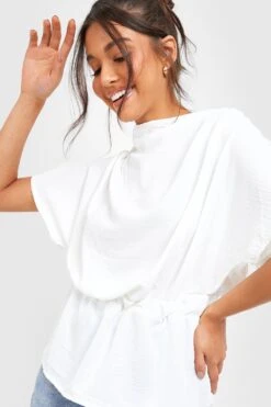 Strukturierte Bluse Mit Wasserfallausschnitt Und Weiten Ärmeln -Deutschland Mode Pfiff Verkaufs-Shop gzz24579 ivory xl 3