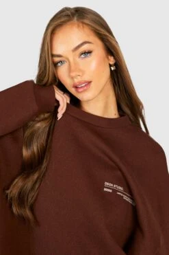 Premium Oversize Sweatshirt Mit Print -Deutschland Mode Pfiff Verkaufs-Shop gzz24657 chocolate xl 2