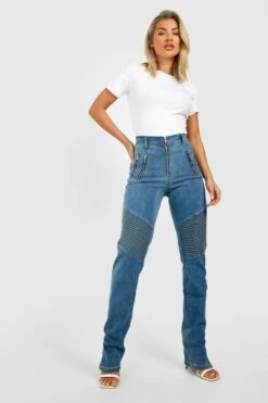 Slim-Fit Bikerjeans Mit Hohem Bund -Deutschland Mode Pfiff Verkaufs-Shop gzz24729 washed20blue xl 2