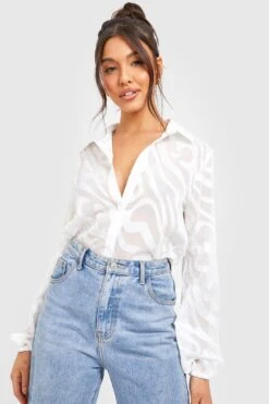 Hemd Mit Zebraprint Und Volumenärmeln