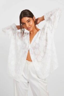 Strukturiertes Lockeres Hemd -Deutschland Mode Pfiff Verkaufs-Shop gzz24798 cream xl 2