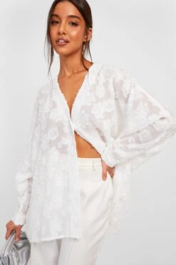 Strukturiertes Lockeres Hemd -Deutschland Mode Pfiff Verkaufs-Shop gzz24798 cream xl 3