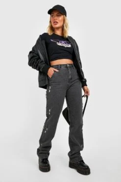 Zerrissene Jeans Mit Weitem Bein