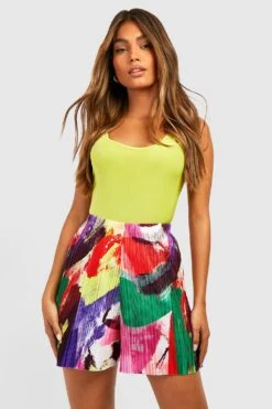 Plissee-Shorts Mit Abstraktem Print