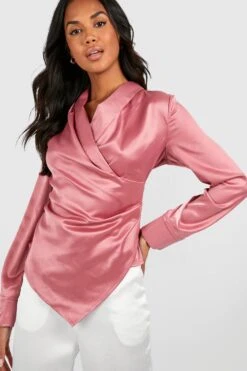 Drapierte Satin-Bluse Mit Seitlicher Bindung 7 Drapierte Satin-Bluse Mit Seitlicher Bindung -Deutschland Mode Pfiff Verkaufs-Shop gzz26618 mauve xl 3