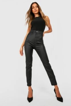 Beschichtete Disco Skinny Jeans Mit Hohem Bund -Deutschland Mode Pfiff Verkaufs-Shop gzz26794 black xl 2