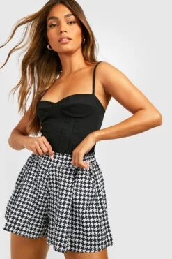 Shorts Mit Hahnentritt-Print