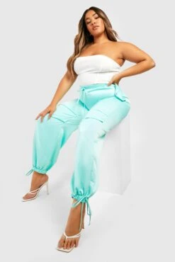 Plus Satin Cargo-Hose Mit Elastischem Bund -Deutschland Mode Pfiff Verkaufs-Shop gzz27391 sage xl 2