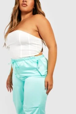 Plus Satin Cargo-Hose Mit Elastischem Bund -Deutschland Mode Pfiff Verkaufs-Shop gzz27391 sage xl 3