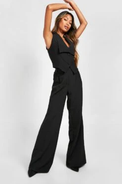 Hose Mit Weitem Bein, Taschen-Detail Und Naht Vorne -Deutschland Mode Pfiff Verkaufs-Shop gzz27726 black xl 2