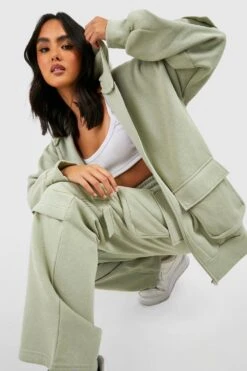 Hoodie Mit Cargo-Tasche Und Reißverschluss -Deutschland Mode Pfiff Verkaufs-Shop gzz27783 sage xl 3