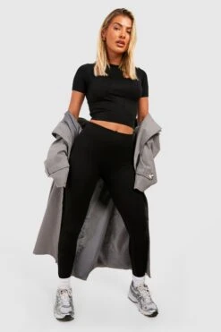 Nahtlose Gerippte Leggings -Deutschland Mode Pfiff Verkaufs-Shop gzz27835 black xl 2