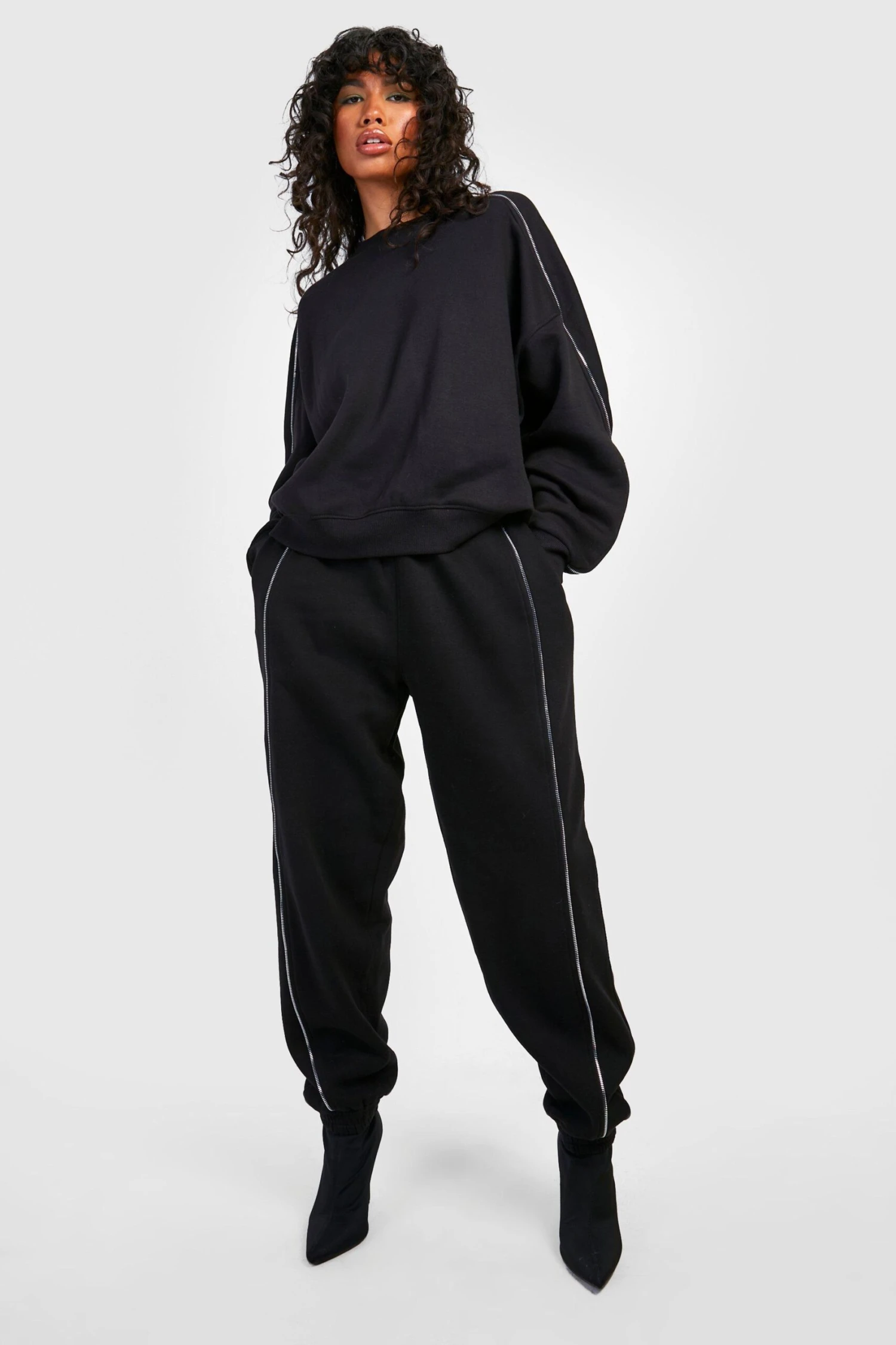 Oversize Jogginghose Mit Reißverschluss-Detail 1 Oversize Jogginghose Mit Reißverschluss-Detail