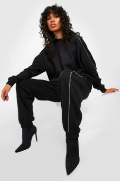 Oversize Jogginghose Mit Reißverschluss-Detail 6 Oversize Jogginghose Mit Reißverschluss-Detail -Deutschland Mode Pfiff Verkaufs-Shop gzz28583 black xl 2