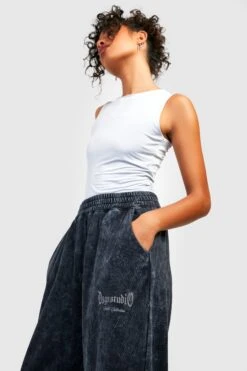 Gerade Jogginghose Mit Acid-Waschung Und Geteiltem Saum -Deutschland Mode Pfiff Verkaufs-Shop gzz28693 charcoal xl 2