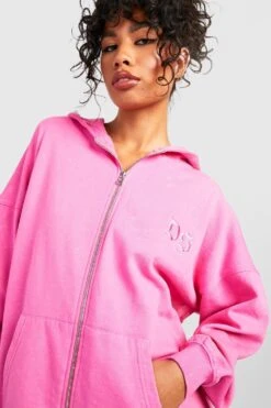 Oversize Hoodie Mit Reißverschluss Und Acid-Waschung -Deutschland Mode Pfiff Verkaufs-Shop gzz28797 pink xl 3