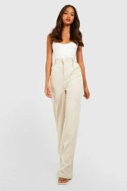 Cord-Jeans Mit Hohem Bund Und Weitem Bein -Deutschland Mode Pfiff Verkaufs-Shop gzz28981 taupe xl 2