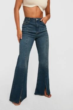 Schlaghose Mit Hohem Bund Und Geteiltem Saum -Deutschland Mode Pfiff Verkaufs-Shop gzz29018 vintage20blue xl 3