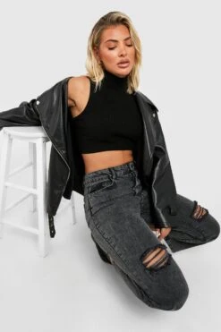 Zerrissene Schlagjeans Mit Hohem Bund -Deutschland Mode Pfiff Verkaufs-Shop gzz29030 black xl 2